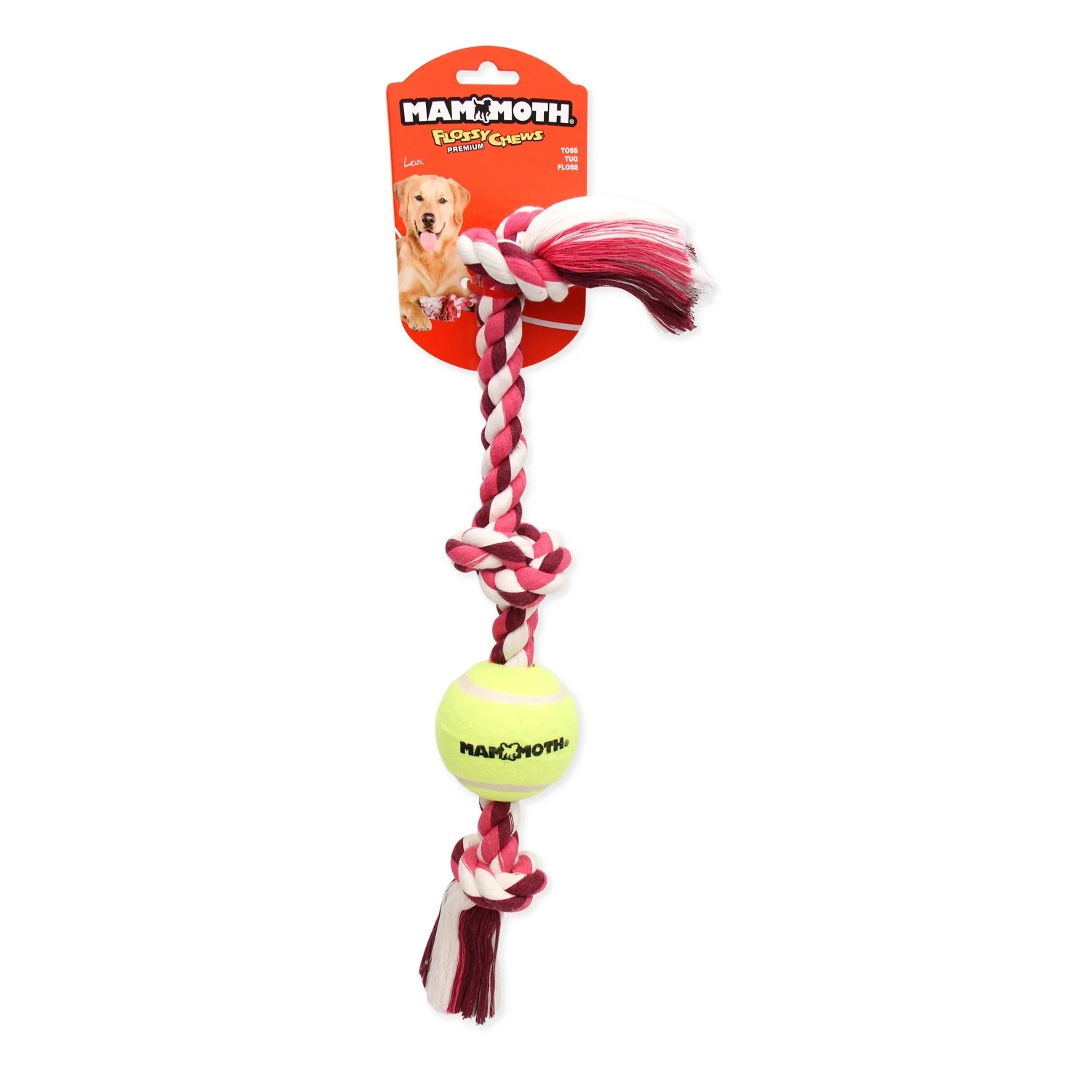 Flossy Chews Extra Large 36 Inch 5 Knot Cottonblend Tug Rope Dog Toy, Durable Rope Chew Toy for Large Dogs over 80 Lbs, Assorted Colors