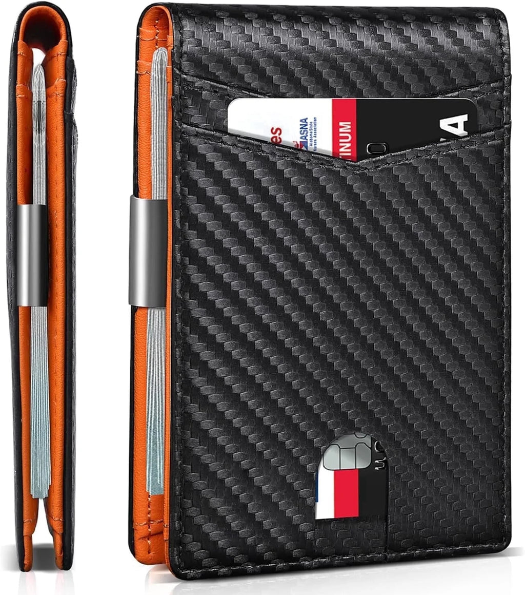 Wallet for Men Slim Genuine Leather Bifold Mens Wallet RFID Blocking Credit Card Holder with Money Clip Holiday Gifts